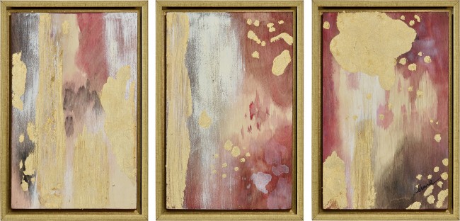 RENWIL W6690 BORA BORA Set Of Three Hand Painted Polywood Gold Leaf Accents