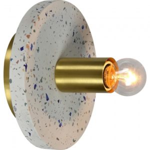 RENWIL WS051 ZIN Wall Sconce Terrazzo Speckles Finish Satin Brass Plated Finish