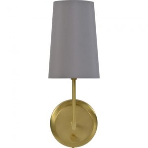 RENWIL WS053 YANA Wall Sconce Satin Brass Finish Grey Cotton Shade sarnia