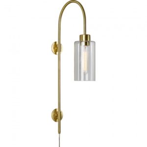 RENWIL WS054 DANIKA Wall Sconce Satin Brass Plated Finish Clear Glass Shade london
