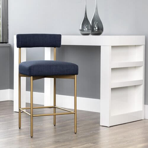SUNPAN Seneca Counter Stool Antique Brass Arena Navy106060 Brampton