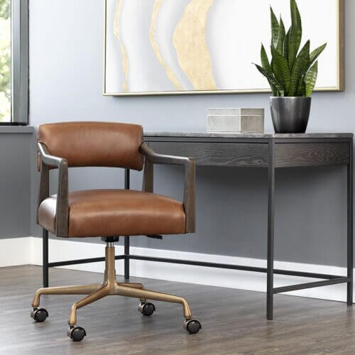 SUNPAN Keagan Office Chair Shalimar Tobacco Leather 106087 Calgary