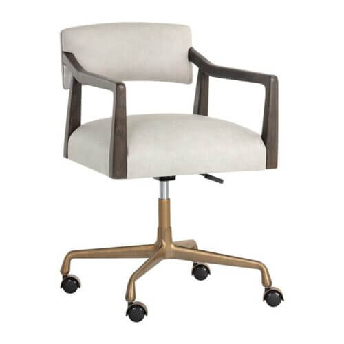 SUNPAN Keagan Office Chair Saloon Light Grey Leather 106088 Montreal