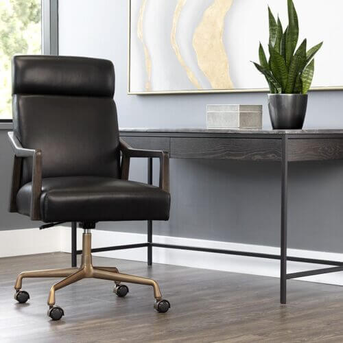 SUNPAN Collin Office Chair Cortina Black Leather 106090 MONTREAL