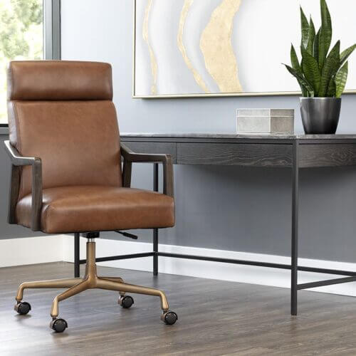 SUNPAN Collin Office Chair Shalimar Tobacco Leather 110542 MONTREAL