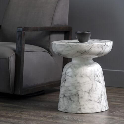 SUNPAN Lucida End Table Marble Look White 106283 Ottawa