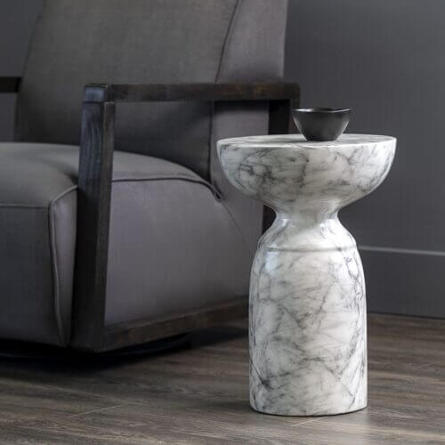 SUNPAN Goya End Table Marble Look White 106284 Brampton