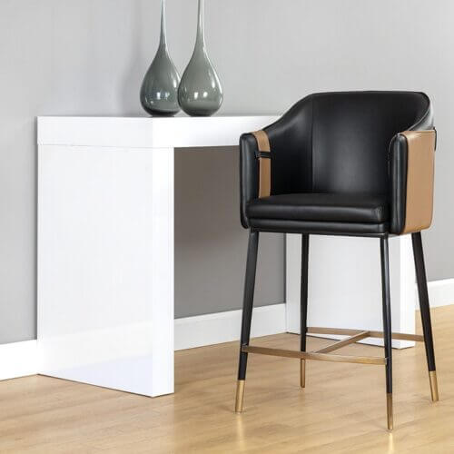 SUNPAN Carter Counter Stool Napa Black Napa Cognac 106684 Calgary