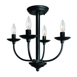 ARTCRAFT LIGHTING Wrought Iron Semi Flushmount AC11674BK Edmonton