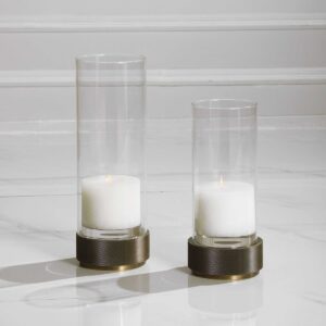 Uttermost Sandringham Brushed Brass Candleholders S/2 17881 halifax