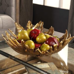Uttermost Oak Leaf Metallic Gold Bowl 18615 vancouver