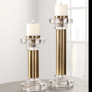 Uttermost Leslie Brushed Brass Candleholders S/2 18645 montreal