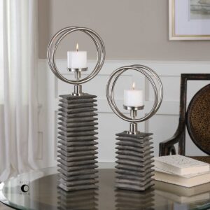 Uttermost Eugenio Black Ceramic Candleholders Set Of 2 18766 burlington