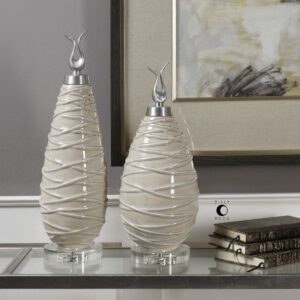 Uttermost Romeo Crackled Light Gray Finials S/2 18781 regina