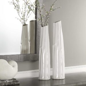 Uttermost Kenley Crackled White Vases S/2 18868 laval