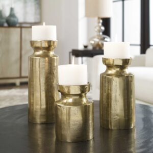 Uttermost Amina Antique Brass Candleholders Set/3 18958 regina