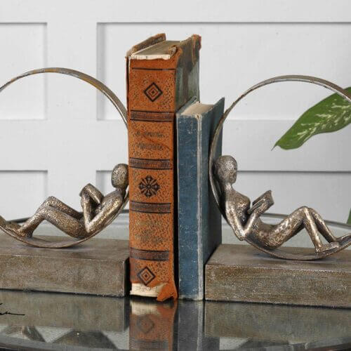 Uttermost Lounging Reader Antique Bookends Set/2 19596 guelph
