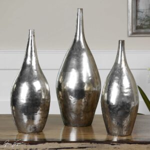Uttermost Rajata Silver Vases S/3 19826 guelph
