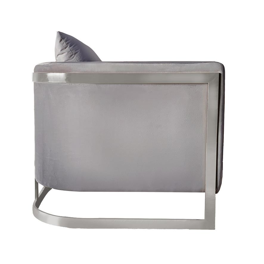 TIJORIS HOME Bond Light Grey and Silver Accent Chair 2020-10 MONTREAL