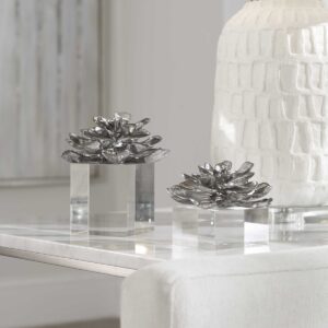 Uttermost Indian Lotus Metallic Silver Flowers S/2 20158 toronto