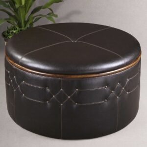 Uttermost Brunner Round Storage Ottoman 23008 halifax