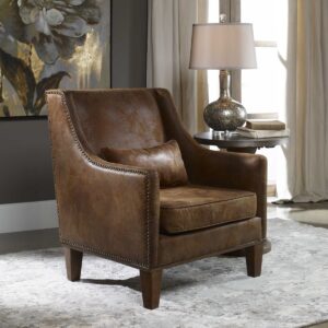 Uttermost Clay Leather Armchair 23030 fredericton