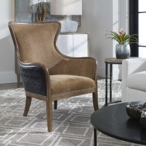 Uttermost Snowden Tan Wing Chair 23158 burlington