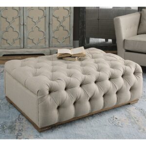 Uttermost Kaniel Tufted Antique White Ottoman 23253 caledon