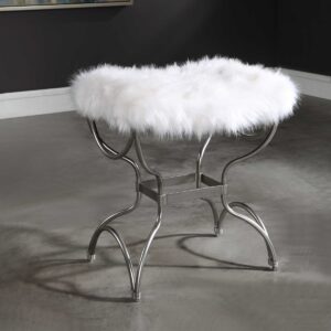 Uttermost Channon White Fur Small Bench 23496 ottawa