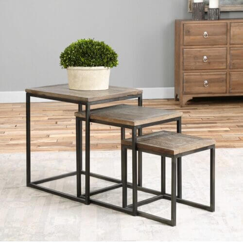 Uttermost Bomani Wood Nesting Tables Set/3 24460 burlington