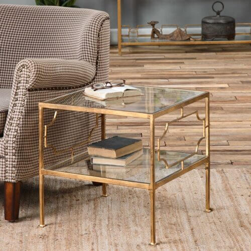 Uttermost Genell Gold Cube Table 24477 windsor