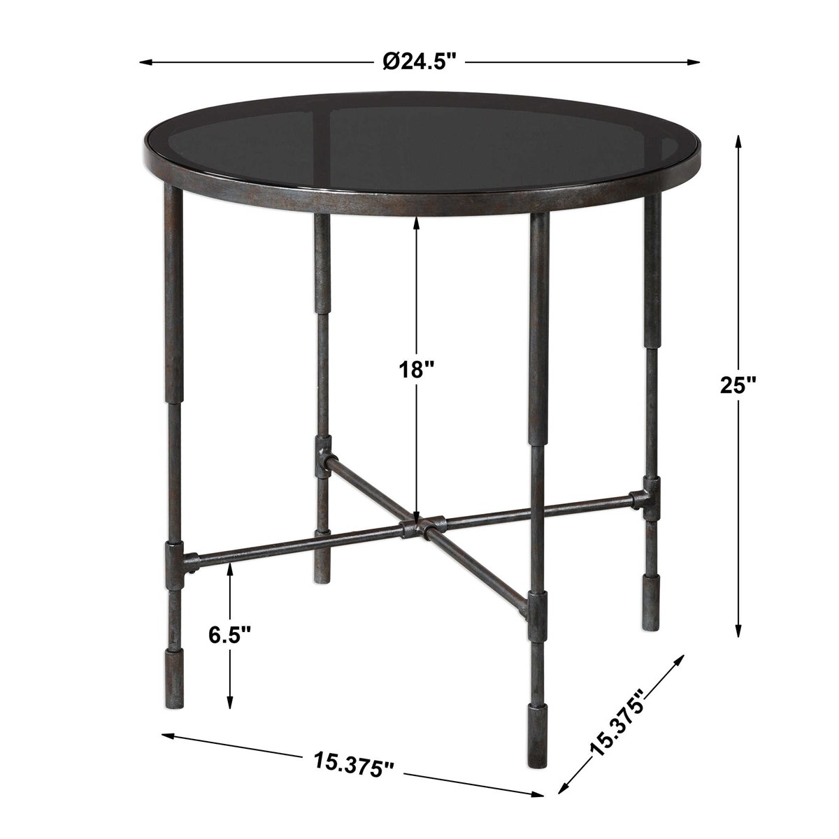 Uttermost Vande Aged Steel SideTable 24783 woodbridge