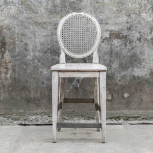 Uttermost Clarion Aged White Counter Stool 25438 halifax