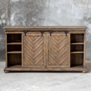 Uttermost Primalia Barn Door Media Console 25445 woodbridge