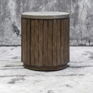 Uttermost Maxfield Wooden Drum Side Table 25779 caledon