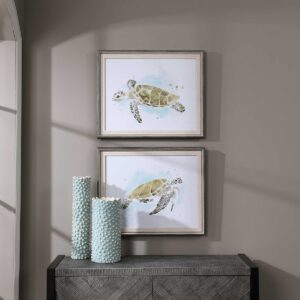 Uttermost Sea Turtle Study Watercolor Prints S/2 33720 caledon