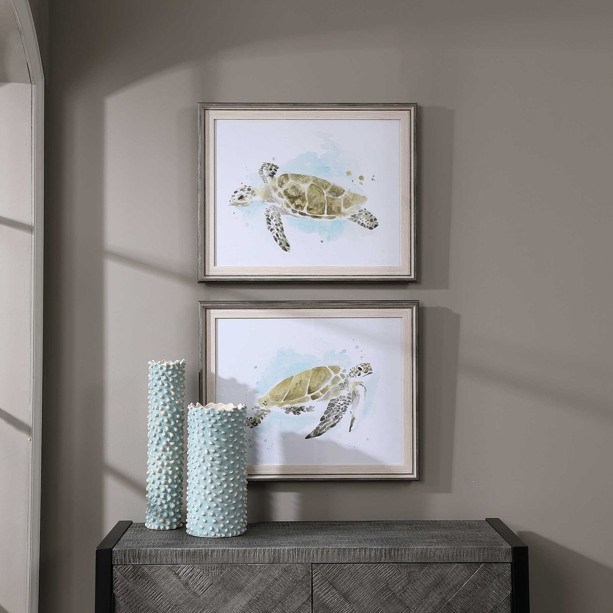 Uttermost Sea Turtle Study Watercolor Prints S/2 33720 caledon