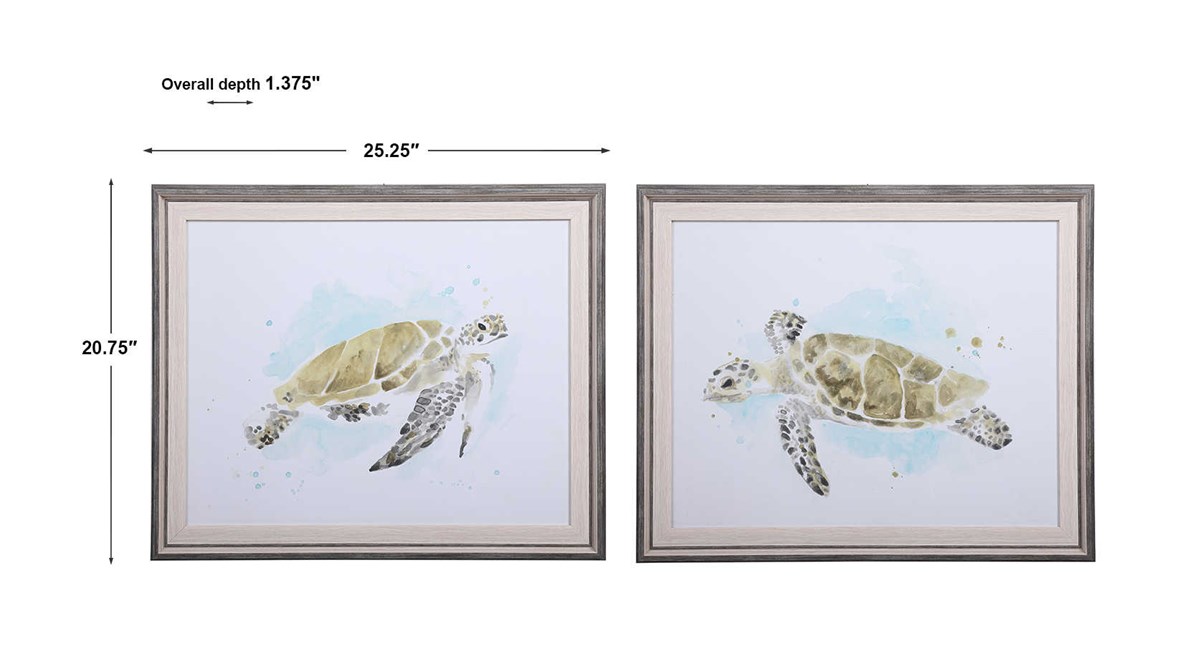 Uttermost Sea Turtle Study Watercolor Prints S/2 33720 caledon