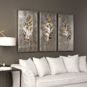 Uttermost Champagne Leaves Modern Art S/3 35334 barrie