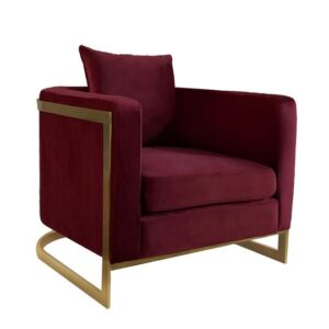 TIJORIS HOME Bond Burgundy and Gold Accent Chair 2020-10BUR TORONTO