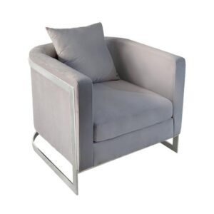 TIJORIS HOME Bond Light Grey and Silver Accent Chair 2020-10 MONTREAL