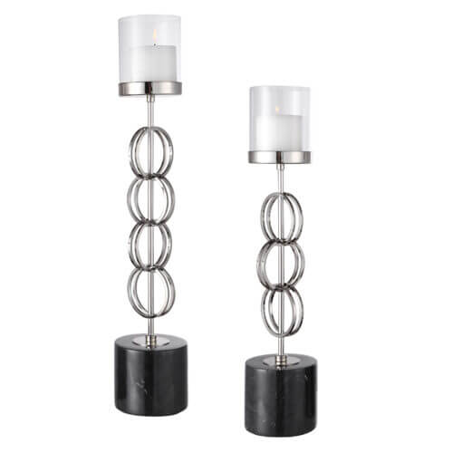 Uttermost Esme Nickel Rings Candleholders Set/2 17564 brampton