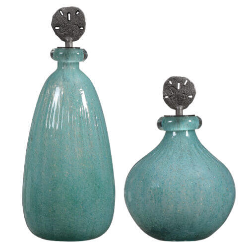 Uttermost Mellita Aqua Glass Bottles S/2 17841 quebec city