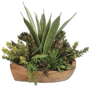 Uttermost Salar Succulents In Teak Bowl 60119 toronto