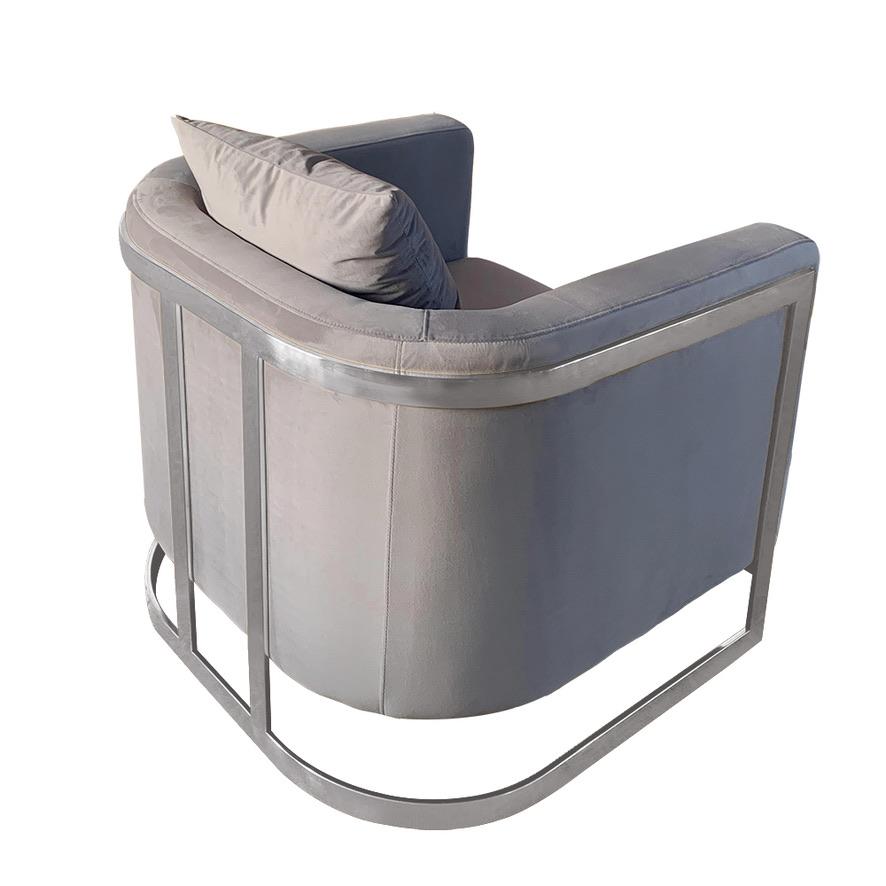 TIJORIS HOME Bond Light Grey and Silver Accent Chair 2020-10 MONTREAL