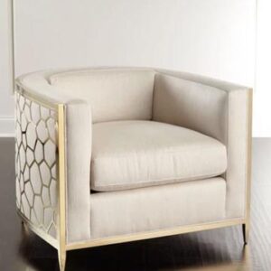 TIJORIS HOME Genesis Ivory and Gold Accent Chair 2020-118 BURLINGTON