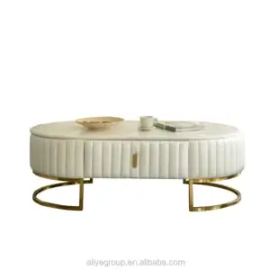 TIJORIS HOME Monaco Ivory Napa and Gold Coffee Table 2020-113 edmonton