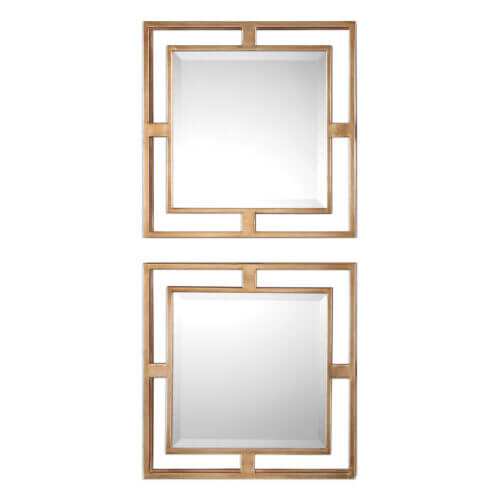 Uttermost Allick Gold Square Mirrors S/2 09234 Edmonton