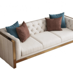 TIJORIS HOME Gilded Sofa Ivory and Gold Sofa 2020-119 CALEDON