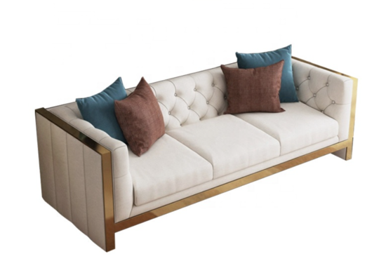 TIJORIS HOME Gilded Sofa Ivory and Gold Sofa 2020-119 CALEDON